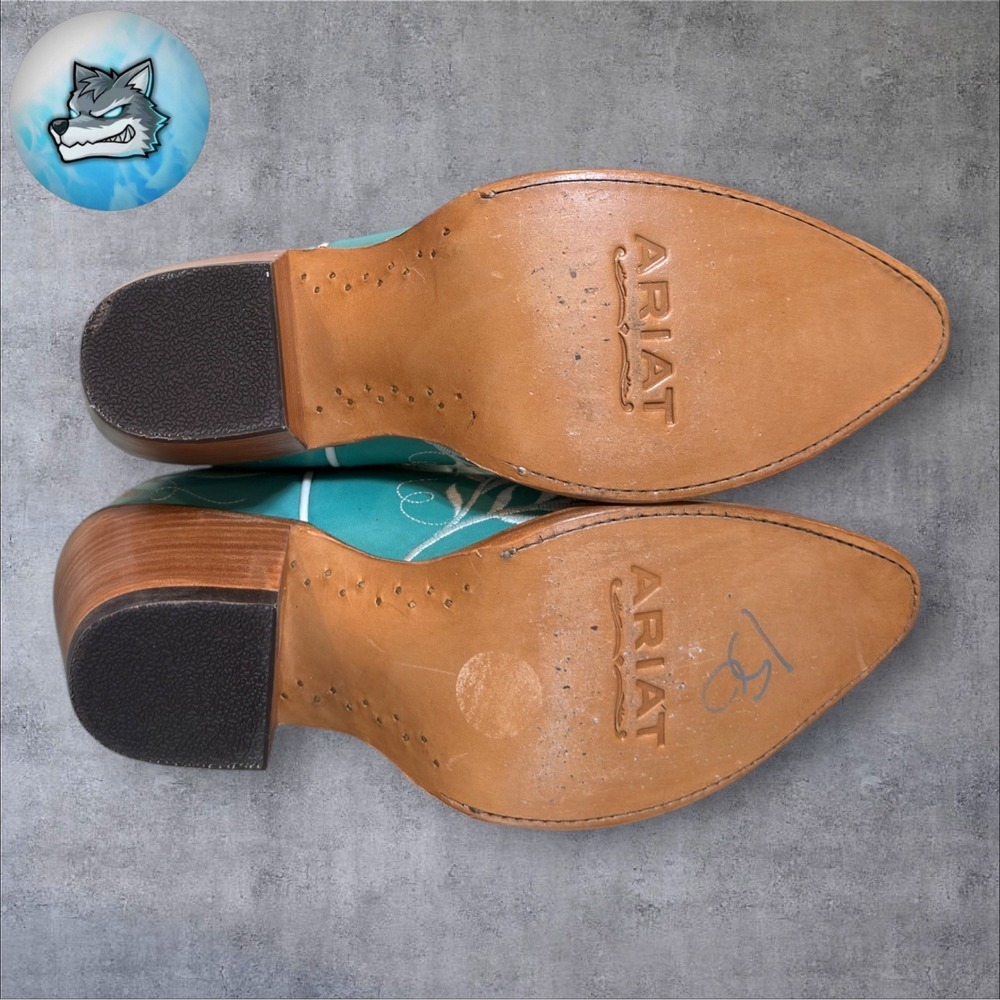 Ariat Romance Floral Embroidered Boho Turquoise Tall Western Boots Women's 6.5B - Picture 5 of 5
